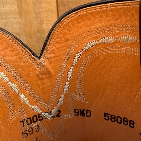 LUCCHESE Ostrich Leather Black Cherry Roper Cowboy Western Boots Men’s Size 9.5 - Picture 6 of 10